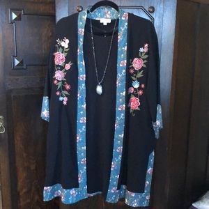 Embroidered Kimono Jacket by Umgee